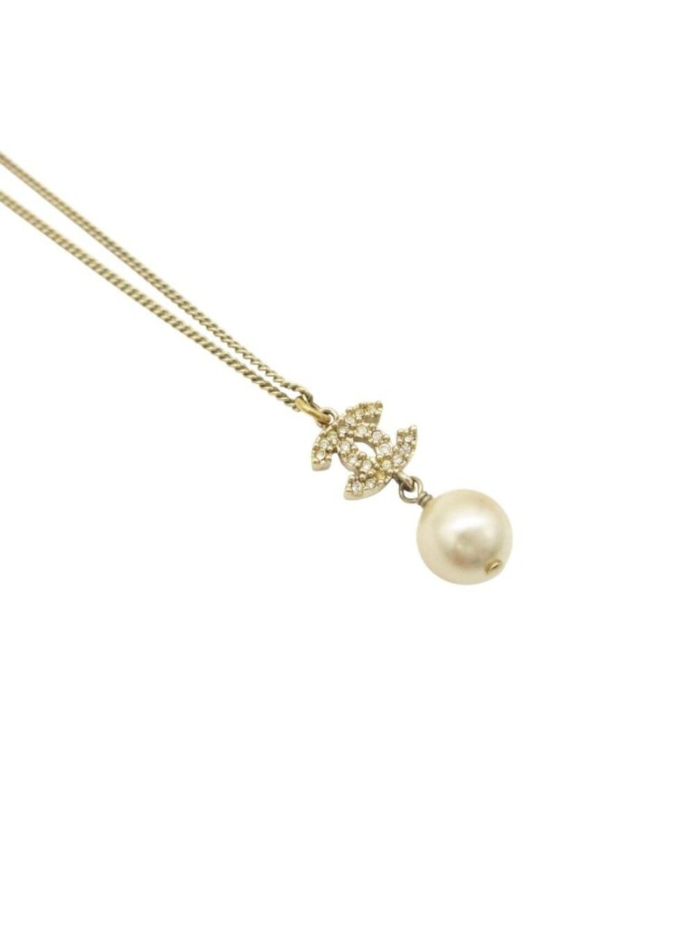 Chanel Necklace CC Logo Faux Pearl Gold